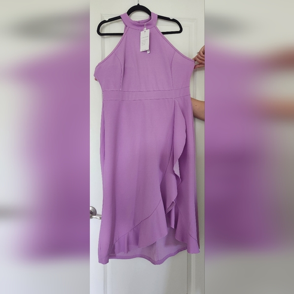 NWT Lavendar Halter Neck Sleeveless Split Midi Dress XL - Picture 2 of 7
